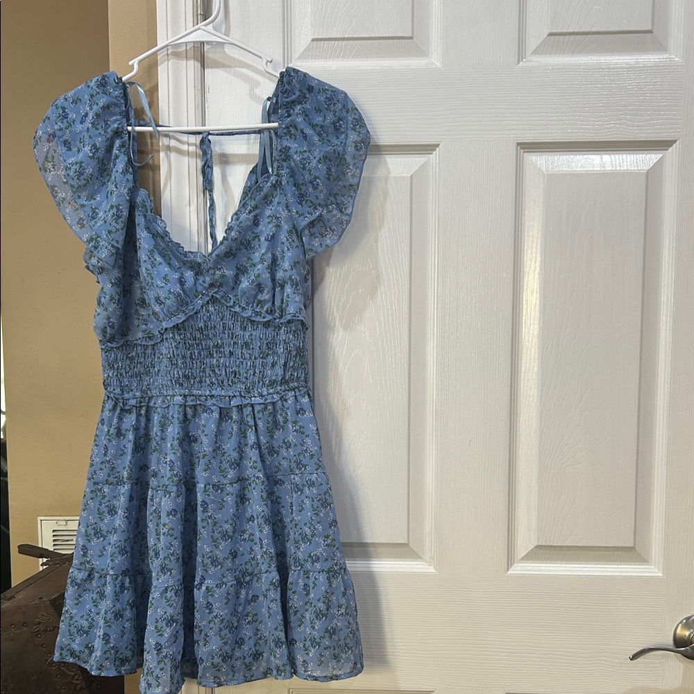Trixxi Blue Floral Tiered Mini Dress